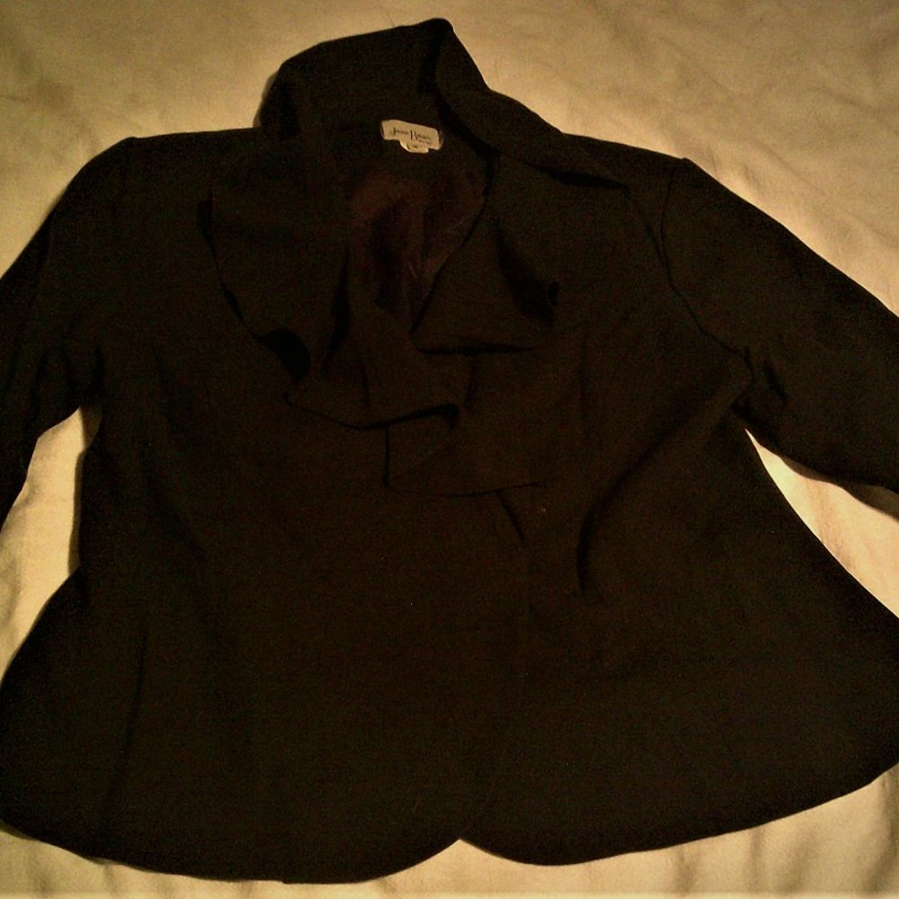 .”JANE BAAR” navy/dark blue blousy lined jacket with padded shoulders- Size 16